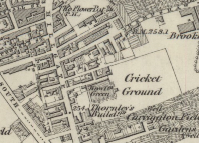 Manchester - Stockport Cricket Ground I : Map credit National Library of Scotland